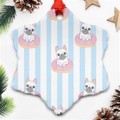 French-bulldog-dog-seamless-pattern Snowflake Ornament (two Sides)