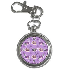 Cute-colorful-cat-kitten-with-paw-yarn-ball-seamless-pattern Key Chain Watches