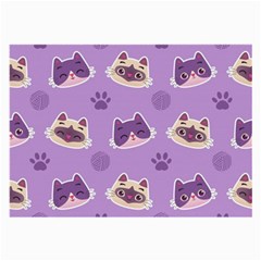 Cute-colorful-cat-kitten-with-paw-yarn-ball-seamless-pattern Large Glasses Cloth