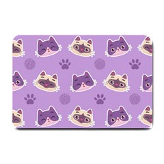 Cute-colorful-cat-kitten-with-paw-yarn-ball-seamless-pattern Small Doormat