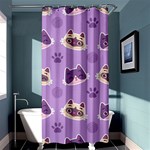 Cute-colorful-cat-kitten-with-paw-yarn-ball-seamless-pattern Shower Curtain 36  x 72  (Stall)  Curtain(36 X72 ) - 33.26 x66.24  Curtain(36 X72 )