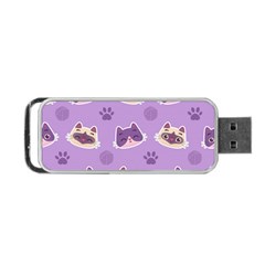 Cute-colorful-cat-kitten-with-paw-yarn-ball-seamless-pattern Portable Usb Flash (one Side) by Jancukart