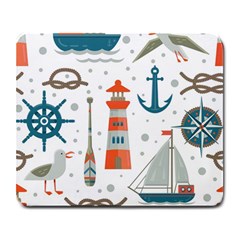 Nautical-elements-pattern-background Large Mousepad