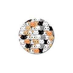 Cute-cat-kitten-cartoon-doodle-seamless-pattern Golf Ball Marker by Jancukart