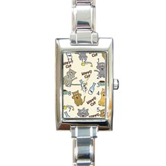 Happy-cats-pattern-background Rectangle Italian Charm Watch