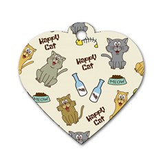 Happy-cats-pattern-background Dog Tag Heart (two Sides)