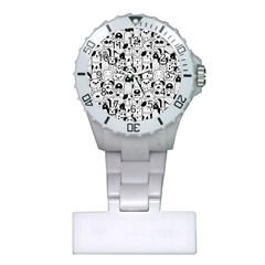 Seamless-pattern-with-black-white-doodle-dogs Plastic Nurses Watch