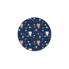 Cute-astronaut-cat-with-star-galaxy-elements-seamless-pattern Golf Ball Marker (4 Pack)