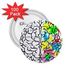 Brain Left Logic Language Science 2 25  Buttons (100 Pack)  by Wegoenart