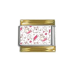 Cute-animals-seamless-pattern-kawaii-doodle-style Gold Trim Italian Charm (9mm)