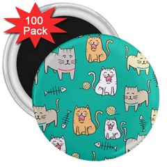 Seamless-pattern-cute-cat-cartoon-with-hand-drawn-style 3  Magnets (100 Pack)