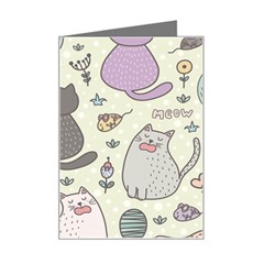 Funny Cartoon Cats Seamless Pattern Mini Greeting Card