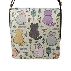 Funny Cartoon Cats Seamless Pattern Flap Closure Messenger Bag (l)