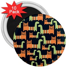 Seamless-pattern-with-cats 3  Magnets (10 Pack) 