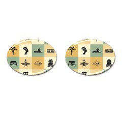 Egyptian-flat-style-icons Cufflinks (oval) by Jancukart