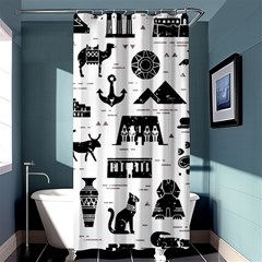 Dark-seamless-pattern-symbols-landmarks-signs-egypt --- Shower Curtain 36  X 72  (stall) 