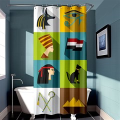 Egypt-travel-items-icons-set-flat-style Shower Curtain 36  X 72  (stall) 