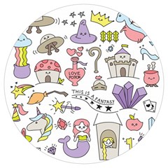 Fantasy-things-doodle-style-vector-illustration Round Trivet by Jancukart