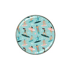 Beach-surfing-surfers-with-surfboards-surfer-rides-wave-summer-outdoors-surfboards-seamless-pattern- Hat Clip Ball Marker