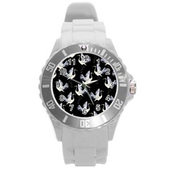 Crane-pattern Round Plastic Sport Watch (l)