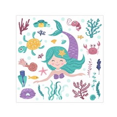 Set-cute-mermaid-seaweeds-marine-inhabitants Square Satin Scarf (30  X 30 ) by Jancukart