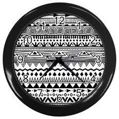 Boho-style-pattern Wall Clock (black) by Jancukart