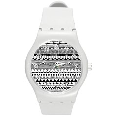 Boho-style-pattern Round Plastic Sport Watch (m)