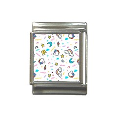 Unicorns-rainbows-seamless-pattern Italian Charm (13mm)