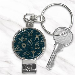 Dark-seamless-pattern-symbols-landmarks-signs-egypt -- Nail Clippers Key Chain