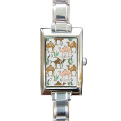 Camels-cactus-desert-pattern Rectangle Italian Charm Watch