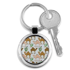 Camels-cactus-desert-pattern Key Chain (round)