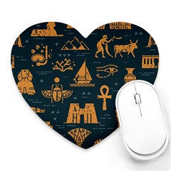 Dark-seamless-pattern-symbols-landmarks-signs-egypt Heart Mousepad