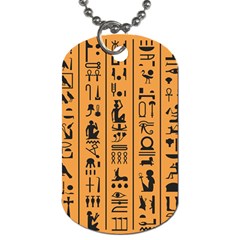 Egyptian-hieroglyphs-ancient-egypt-letters-papyrus-background-vector-old-egyptian-hieroglyph-writing Dog Tag (one Side) by Jancukart