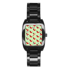 Small Mini Peppers Green Stainless Steel Barrel Watch by ConteMonfrey