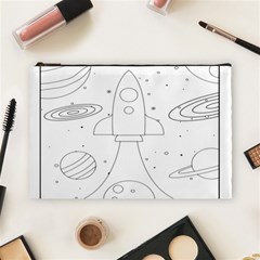 Going To Space - Cute Starship Doodle  Cosmetic Bag (large) by ConteMonfrey