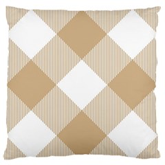 Clean Brown White Plaids Large Flano Cushion Case (two Sides) by ConteMonfrey