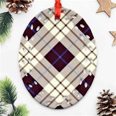 Blue, Purple And White Diagonal Plaids Oval Filigree Ornament (two Sides) by ConteMonfrey