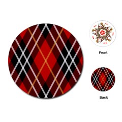 Black, Red, White Diagonal Plaids Playing Cards Single Design (round) by ConteMonfrey