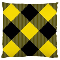 Dark Yellow Diagonal Plaids Large Flano Cushion Case (two Sides) by ConteMonfrey