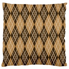 Coffee Diagonal Plaids Large Flano Cushion Case (two Sides) by ConteMonfrey