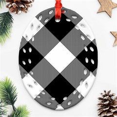 Black And White Diagonal Plaids Oval Filigree Ornament (two Sides) by ConteMonfrey