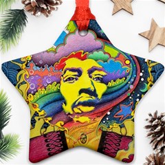 Psychedelic Rock Jimi Hendrix Ornament (star) by Jancukart