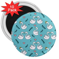 Elegant Swan Pattern Design 3  Magnets (10 Pack) 