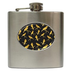 Background-with-golden-birds Hip Flask (6 Oz) by Wegoenart