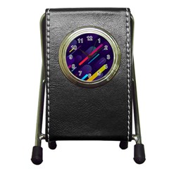 Colorful-abstract-background Pen Holder Desk Clock