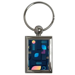 Gradient Geometric Shapes Dark Background Key Chain (rectangle)