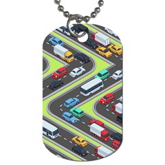 Urban Cars Seamless Texture Isometric Roads Car Traffic Seamless Pattern With Transport City Vector Dog Tag (two Sides) by Wegoenart