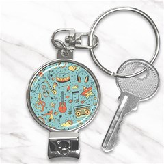 Seamless-pattern-musical-instruments-notes-headphones-player Nail Clippers Key Chain