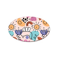 Abstract Doodle Pattern Sticker Oval (100 Pack)