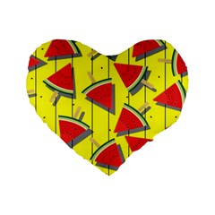 Yellow Watermelon Popsicle  Standard 16  Premium Flano Heart Shape Cushions by ConteMonfrey